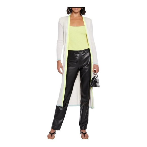 Alice + Olivia Aria Ribbed Long Sleeve Slim Fit Color block Cardigan NWOT - Picture 5 of 11